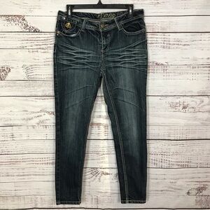 DEREON Jeans casual Y2K embroidered dark‎ wash size 11 vintage skinny jeans